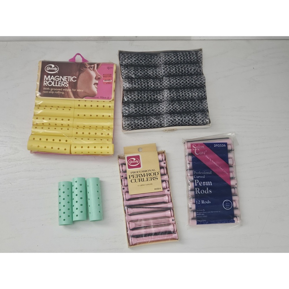 Vintage Lot Of Womens Hair Rollers Curlers Perm Rods‎ Etc New & Used **READ**